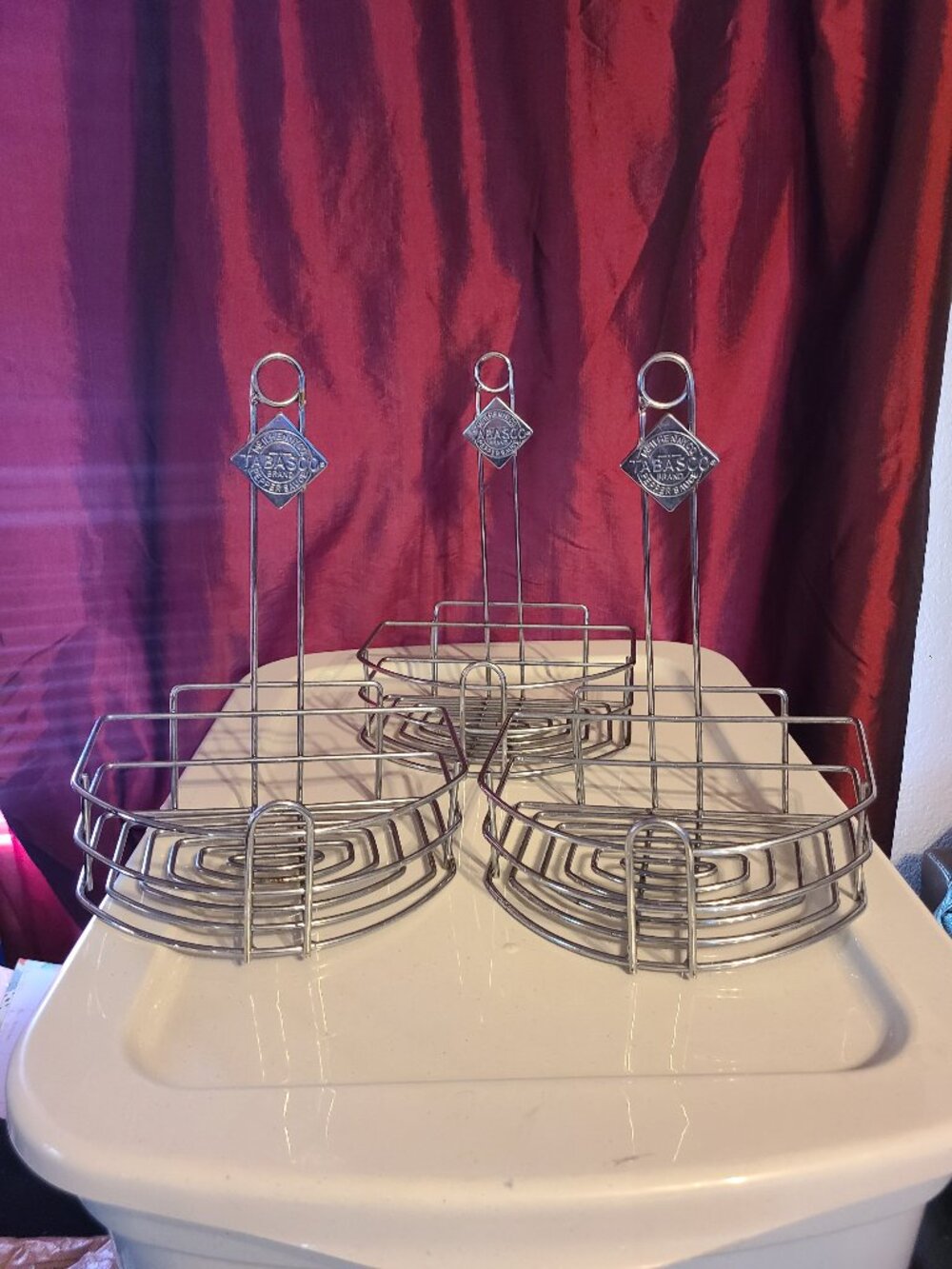 3 McILHENNY CO. TABASCO BRAND Pepper Sauce Diner Condiment Menu Holder Chrome